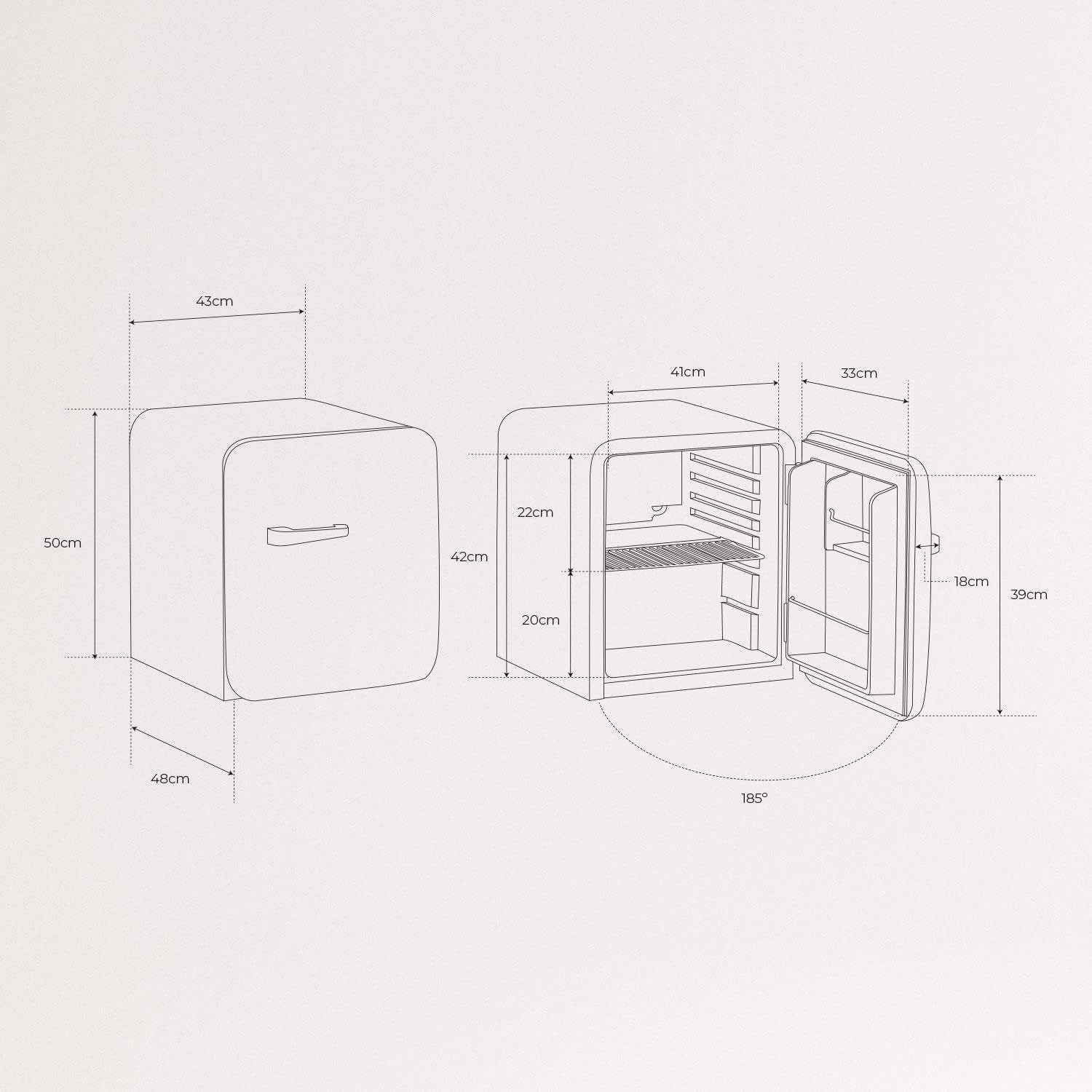 / RETRO FRIDGE 50 Silver/Réfrigérateur Noir Avec Poignée Argent/Pratique Et Fonctionnel, Matériaux Résistants