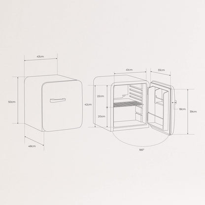/ RETRO FRIDGE 50 Silver/Réfrigérateur Noir Avec Poignée Argent/Pratique Et Fonctionnel, Matériaux Résistants