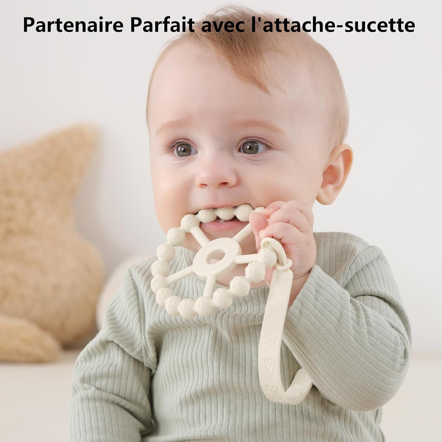 Anneau Dentition Bébé,  3 Paquet Silicone Jouet Dentition Bébé 6-12 Mois, Anneau De Dentition Réfrigérant 12-24 Mois, Facile À Tenir, SANS BPA, Violet Rose Blanc