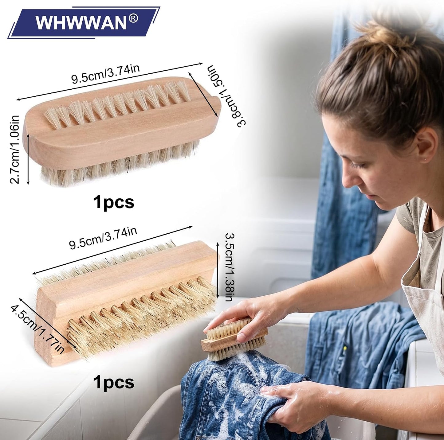 2 Pièces Brosse Ongle, Brosse À Ongles Pour Les Mains | Pinceau Nail Art, Bois Naturel, Double Face Nail Brush, Poignée En Bois, Pour Nettoyage Des Ongles Et Mains
