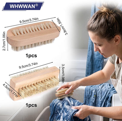 2 Pièces Brosse Ongle, Brosse À Ongles Pour Les Mains | Pinceau Nail Art, Bois Naturel, Double Face Nail Brush, Poignée En Bois, Pour Nettoyage Des Ongles Et Mains