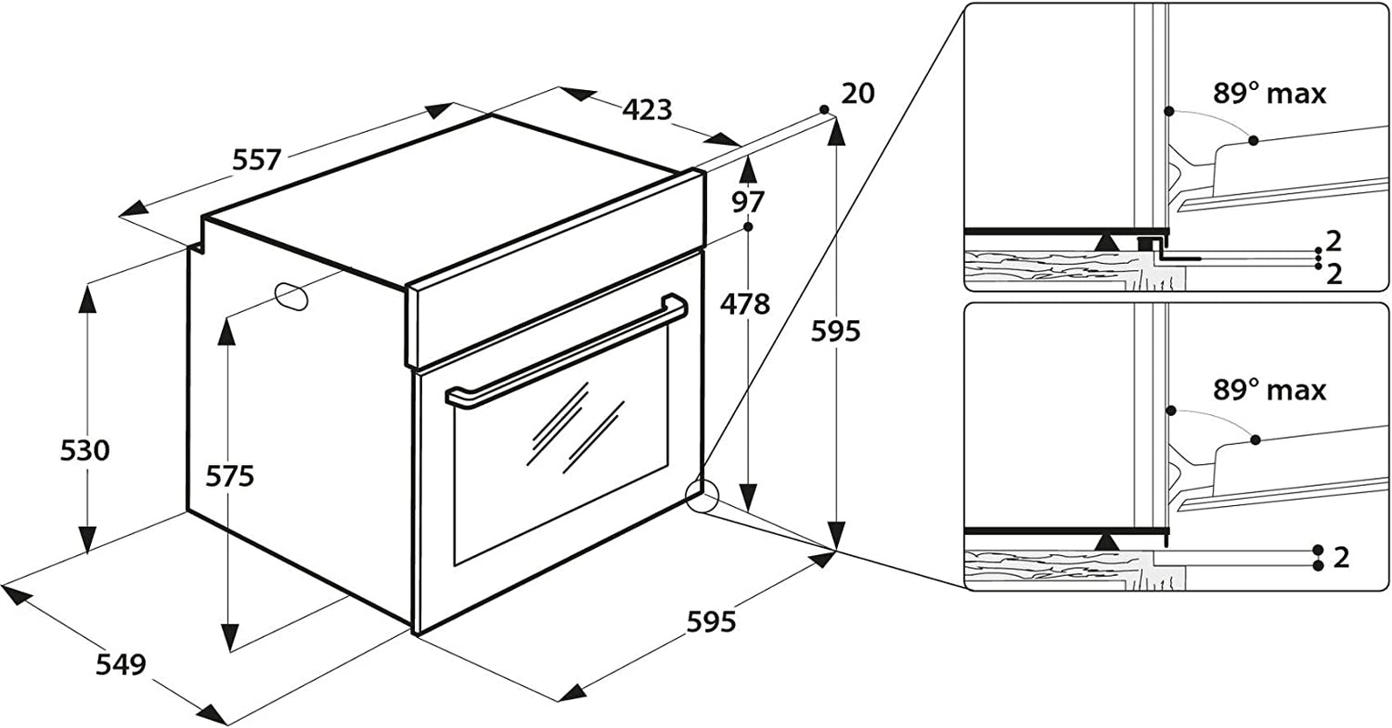 Bauknecht BAR2 KP8V2 in Four Encastrable Avec Système De Nettoyage À Pyrolyse/A/Espace De Cuisson Maxi 71 L / 2 Compartiments De Cuisson/Power Air Chaud/Revêtement Intérieur Facile À Nettoyer