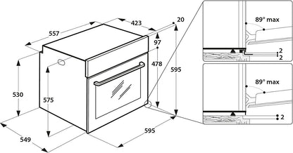 Bauknecht BAR2 KP8V2 in Four Encastrable Avec Système De Nettoyage À Pyrolyse/A/Espace De Cuisson Maxi 71 L / 2 Compartiments De Cuisson/Power Air Chaud/Revêtement Intérieur Facile À Nettoyer