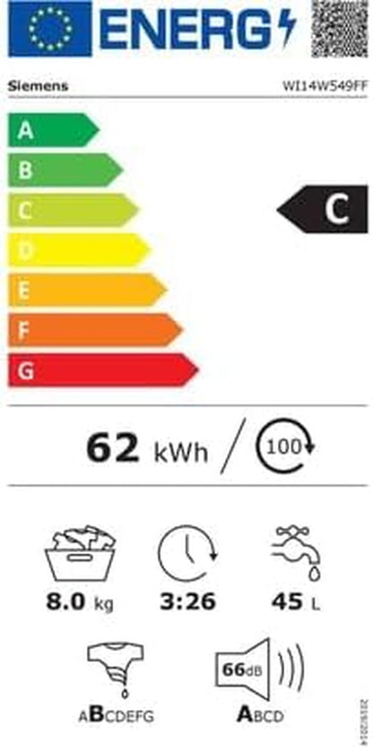 Lave Linge Encastrable WI14W549FF IQ700, 8 Kgs, 1400Tr/Mn