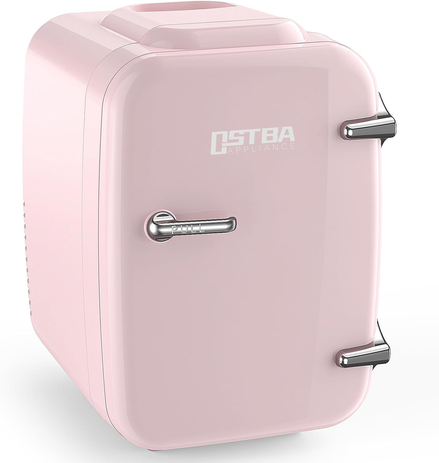 OSTBA APPLIANCE Mini Frigo Portable, 4 Litres /6 Boîtes Boissons & Soin De La Peau Mini Petit Frigo Pour Chambre, Voiture, Bureau, Deux Vitesses - Refroidisseur Et Réchauffeur (Rose)