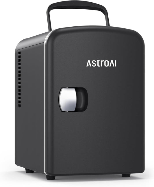 Mini Frigo De Chambre, Mini Réfrigérateur Voiture Portatif 4L 12V/220V, Glacière Électrique Chaud/Froid 0-66°C, Cadeau Femme Homme Garantie 3 Ans (Black)