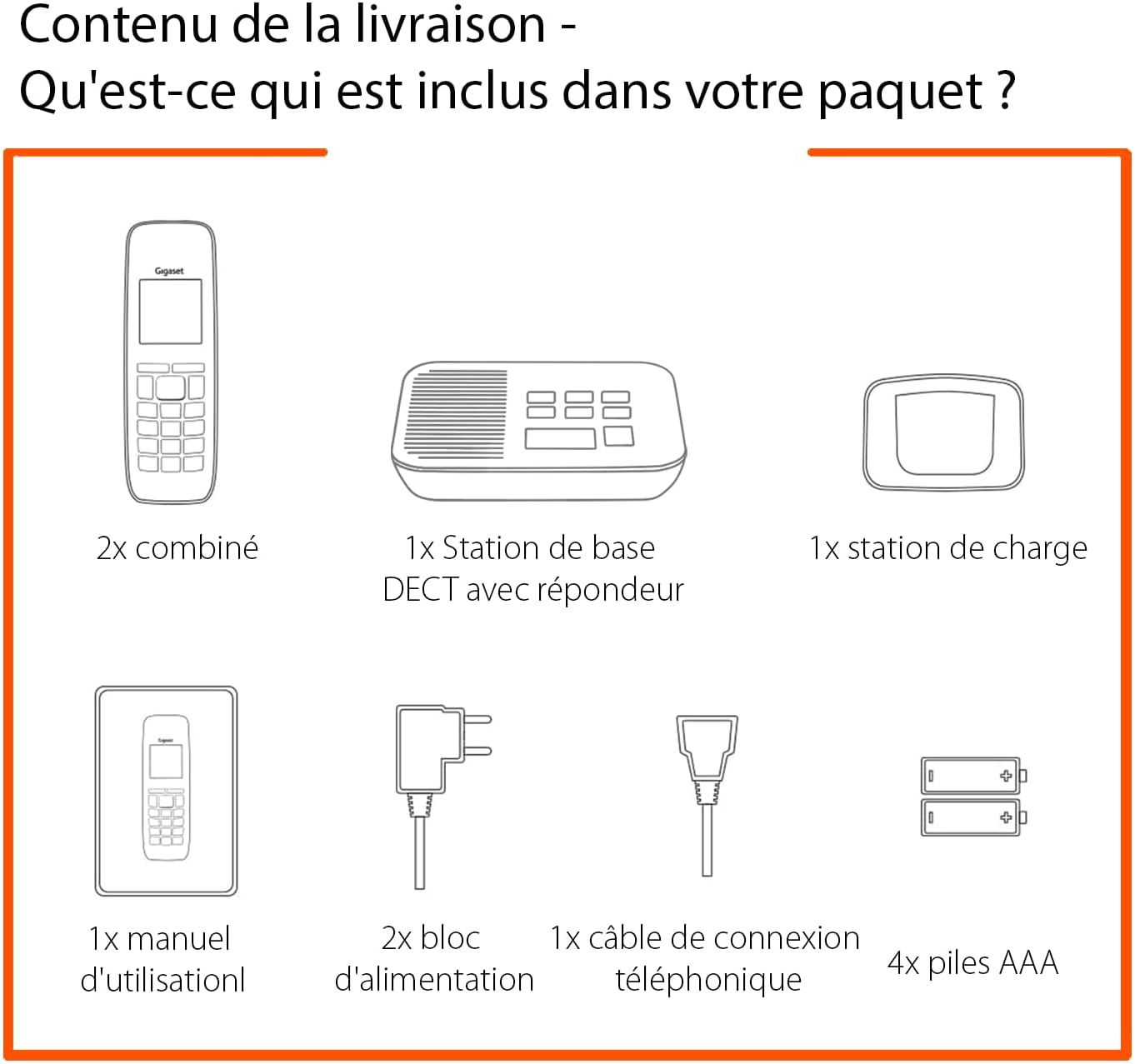 E290A Duo - Téléphone Fixe Sans Fil Blanc Avec Répondeur Intégré, 2 Combinés Avec Grand Écran Rétroéclairé, Larges Touches, Fonction Blocage D'Appels [Version Française] | DECT, Touches Rapides, Fonction D’Écoute Amplifiée, [Version Française], Fabriqué En Allemagne
