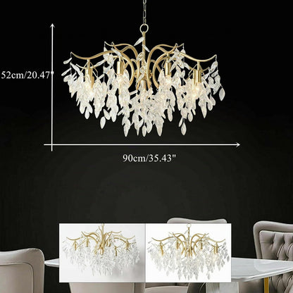 Luxueux Lustre À 9 Branches En Cristal Lustre Cristal Transparent Plafonnier Lampe À Suspension Verre Cristal Métal Classique Pour Chambre À Coucher, Salon, Salle À Manger, Couloir