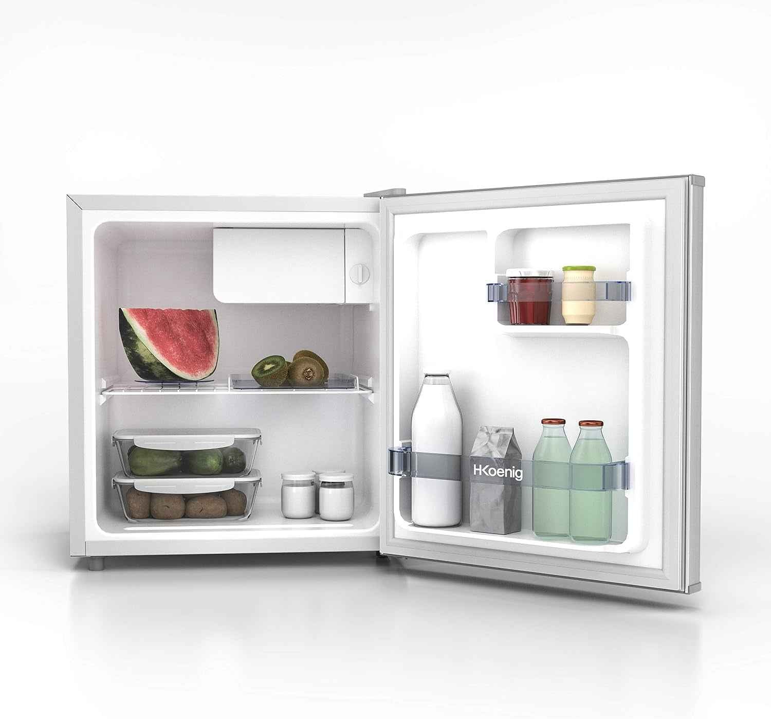 Mini Réfrigérateur Frigo FGX490 Gris, 45L Compact, Silencieux, Porte Réversible, Thermostat Réglable, Compartiment Glaçons 4L, Pieds Réglables, 39 Db