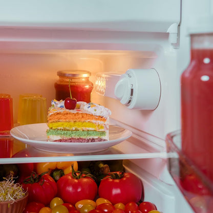 Mini Frigo Réfrigérateur Rétro Bolero Coolmarket TT Origin 110 Beige E. Mini Frigo Rétro Avec Une Capacité De 110L, Classe E, Icebox, LED Intérieur, Poignée Chromée, Plateaux En Verre