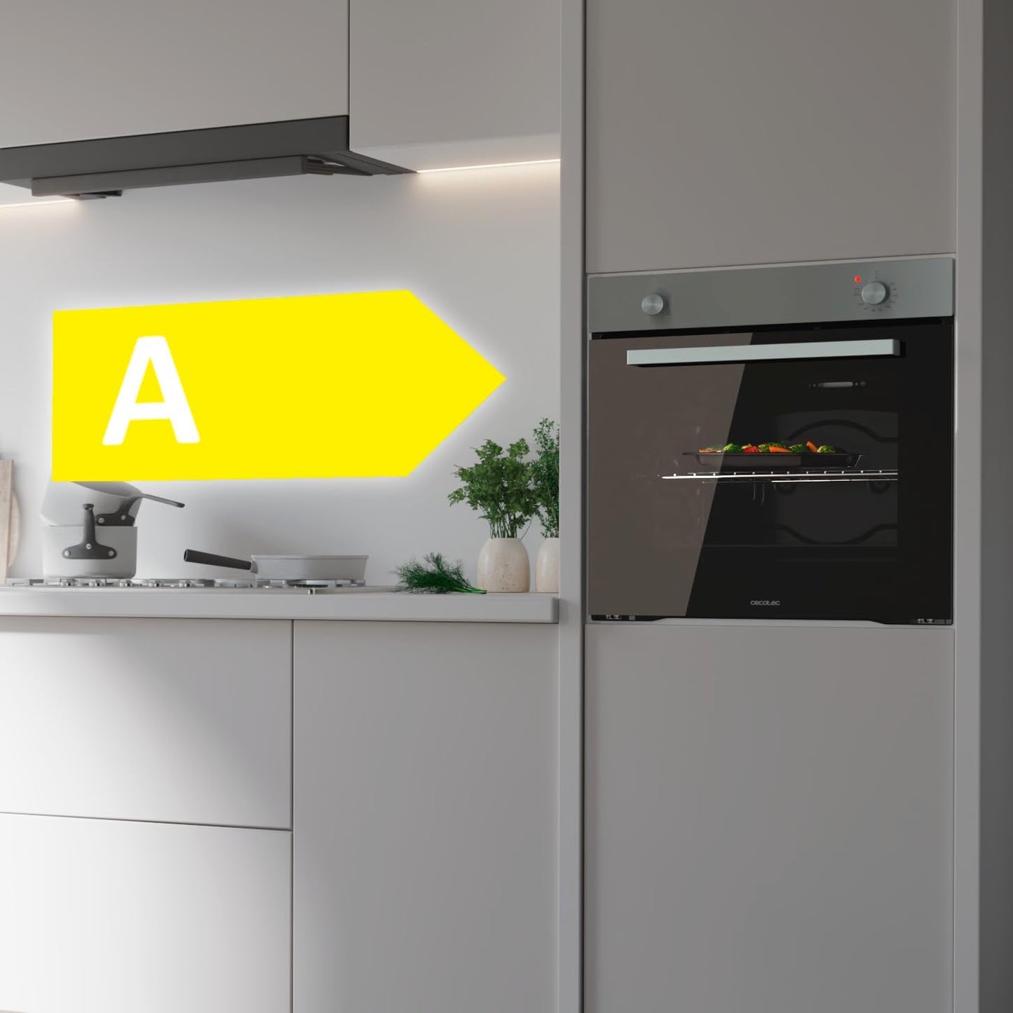 Four Encastrable Bolero Hexa C126000 Inox A. 2800 W, Capacité De 77 L, 4 Fonctions, Steam Assist, Steam Easyclean, Cooling Fan, Triple Vitrage, Classe Énergétique A, Lumière Intérieure.