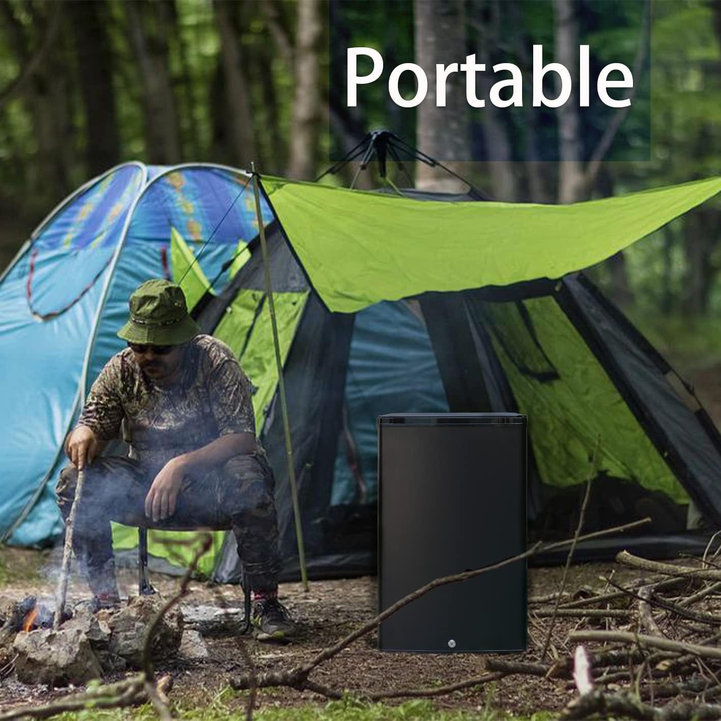 Frigo 12V 220V, 40L, Frigo 12V Camping Car, Frigo Caravane Pour Camping, Déplacements En Voiture, Bureau Et Maison, Noir