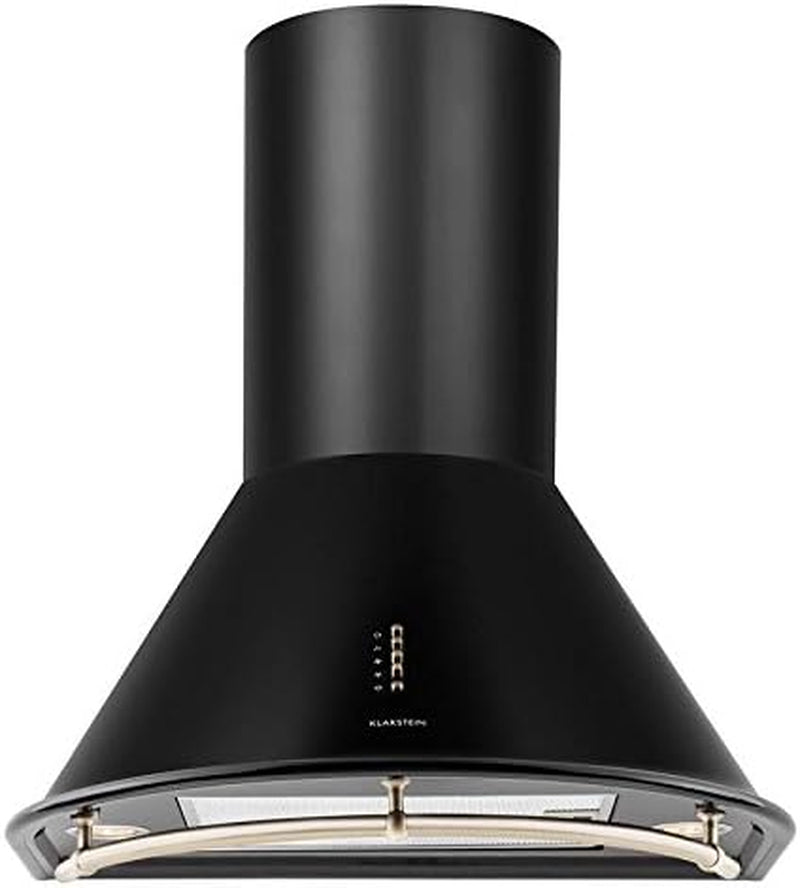 Noir - Hotte Aspirante Retro, Hotte De Cuisine, Acier Inoxydable, 60 Cm, 352 M3/H, Trois Niveaux De Puissance, Mode Evacuation & Recyclage, Noir Mat