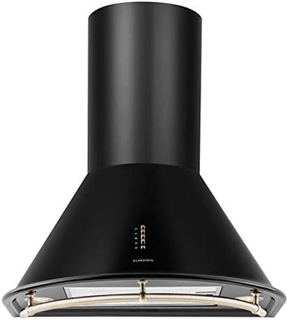 Noir - Hotte Aspirante Retro, Hotte De Cuisine, Acier Inoxydable, 60 Cm, 352 M3/H, Trois Niveaux De Puissance, Mode Evacuation & Recyclage, Noir Mat