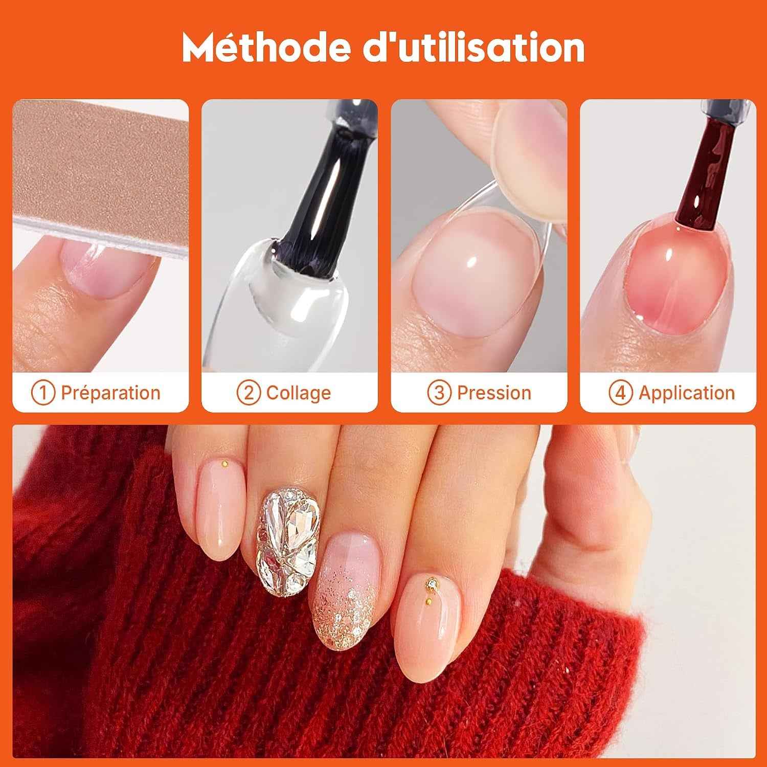 600Pièces Capsule Faux Ongles, Court Almond-Shaped Nails Ongle, 12 Tailles Capsules Americaine Ongles Pour Ongles Gel, Kit Ongle Capsule Pour Manucure, DIY