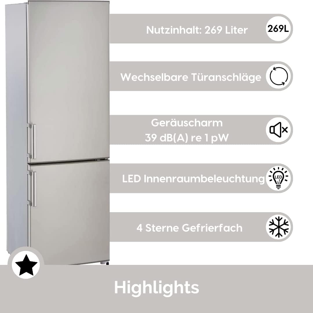 PKM Kühl Gefrierkombination Höhe 180Cm X Breite 56Cm Inox KG249.4A++IX