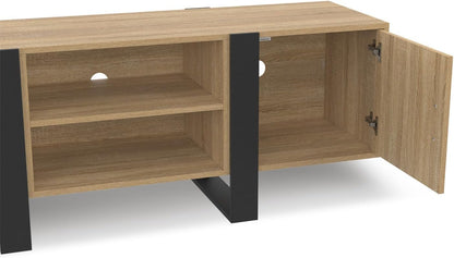 - Meuble TV 140 Cm Phoenix 2 Portes Bois Et Noir