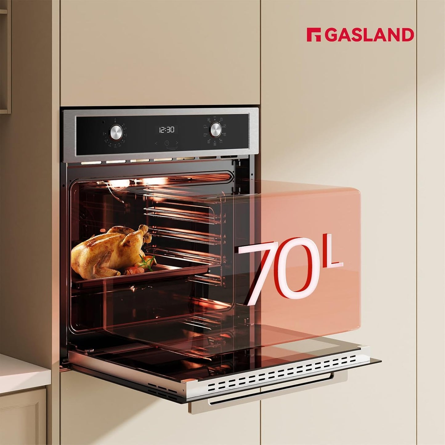ES609321DSH Four À Encastrer, 70L, Autarcique, Four Électrique Avec 9 Fonctions Four, Triple Vitrage, Tiroir Télescopique Et Sélecteur Rotatif Escamotable, Air Chaud, Inox, Sécurité Enfant