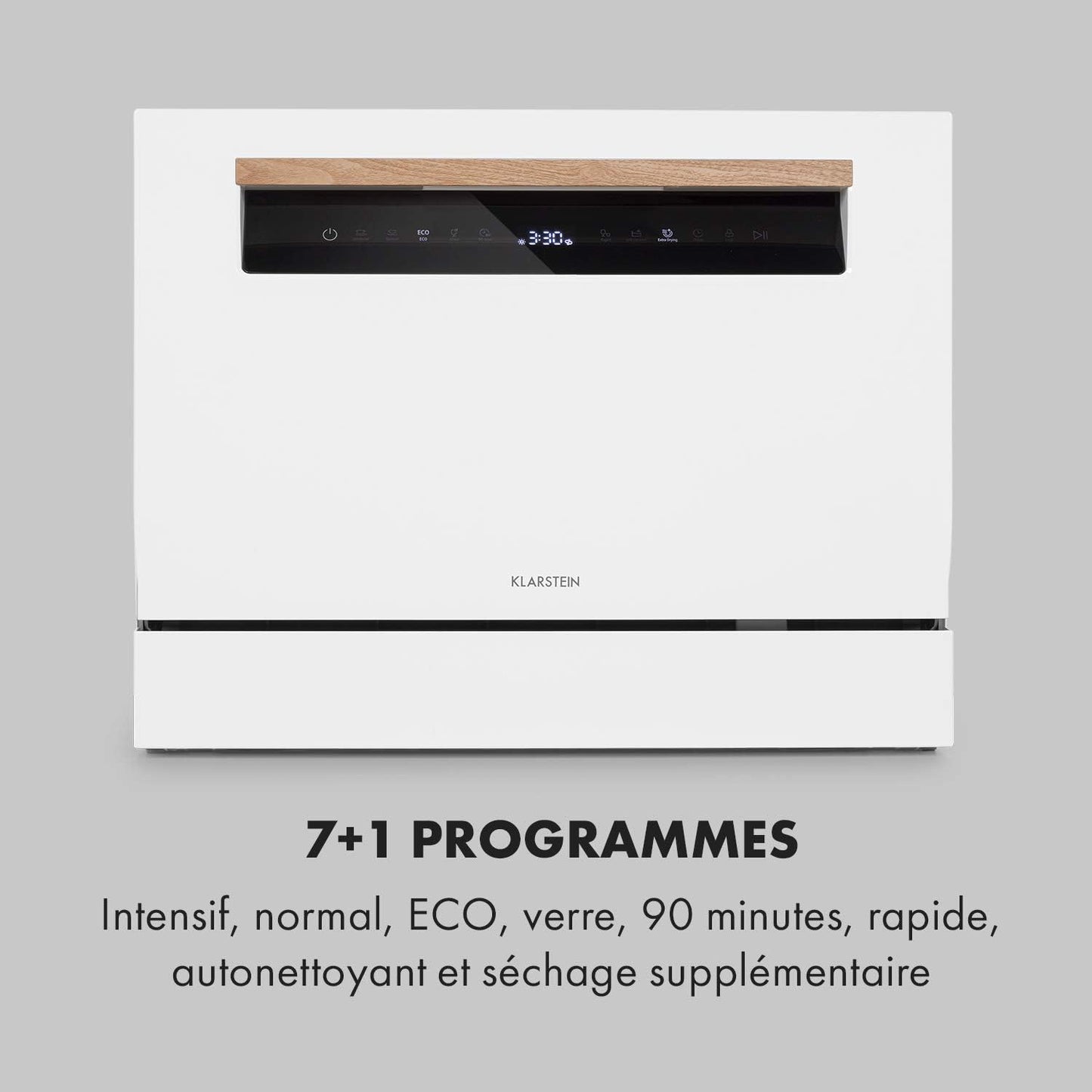 Lagoona Mini Lave-Vaisselle Autonome : CEE F, 1380W, 6 Couverts, Consommation D'Eau: 6,5L, 7 Programmes plus Séchage Supplémentaire, 49 Db, Panneau De Commande Tactile Noir, Blanc
