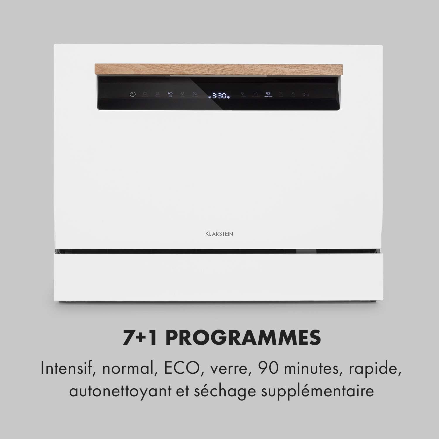 Lagoona Mini Lave-Vaisselle Autonome : CEE F, 1380W, 6 Couverts, Consommation D'Eau: 6,5L, 7 Programmes plus Séchage Supplémentaire, 49 Db, Panneau De Commande Tactile Noir, Blanc