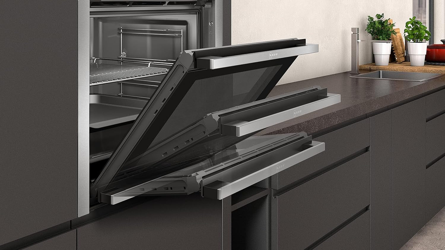 NEFF B4ACF1AN0B N50 Four Simple Avec Coulisse Et Cache Et Circotherm, Acier Inoxydable