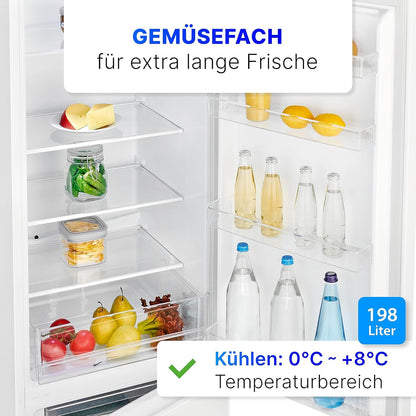 Bomann Réfrigérateur Et Congélateur 269L Blanc Kg184-1-Inox/Blanc, Capacité Nette : 269 Litres, Contrôle De La Température En Continu, Charnières De Porte À Droite, Interchangeables