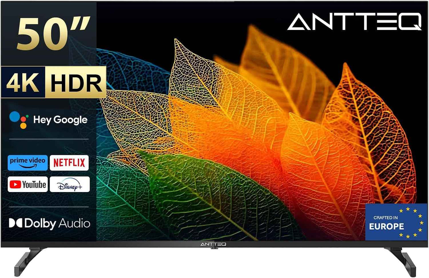 S50 Smart TV 50 Pouces(127Cm), Andriod TV 4K UHD, HDR10, Dolby Audio, Google Assistance, Bluetooth Triple Tuner (DVB-C/S2/-T2), Dazn/Disney+/Netflix/Prime Video/Youtube, Wifi