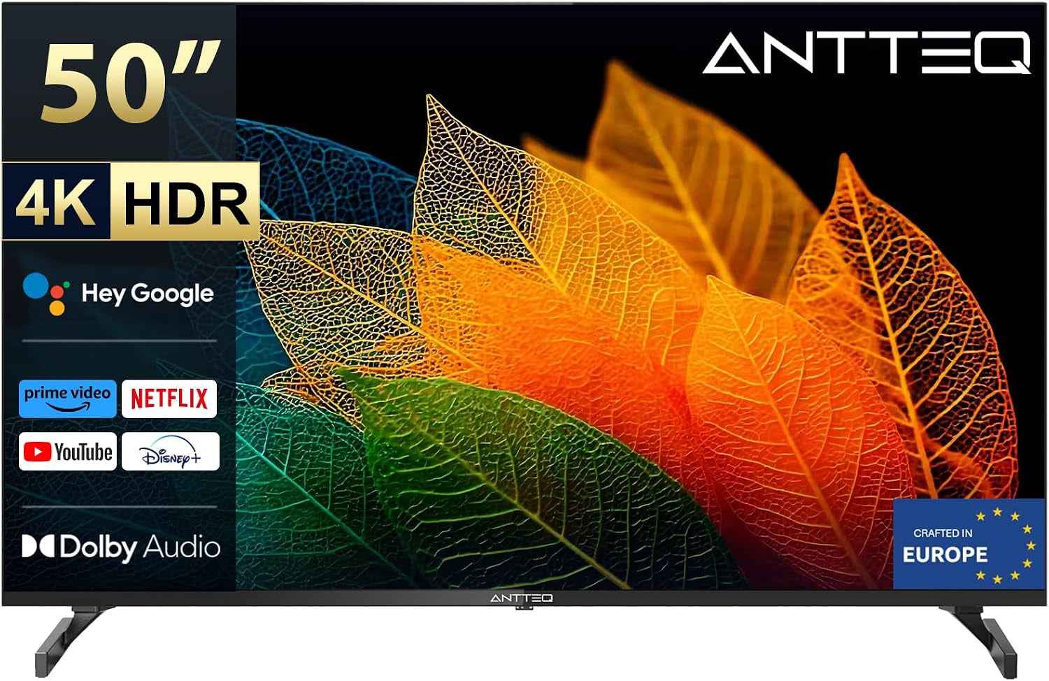 S50 Smart TV 50 Pouces(127Cm), Andriod TV 4K UHD, HDR10, Dolby Audio, Google Assistance, Bluetooth Triple Tuner (DVB-C/S2/-T2), Dazn/Disney+/Netflix/Prime Video/Youtube, Wifi