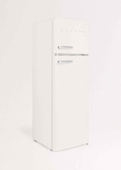 / FRIDGE STYLANCE Top/Réfrigérateur Combiné Blanc Cassé/Style Rétro Vintage, Avec Congélateur, Ouverture 135º, Pratique, Matériaux Résistants, 246L, 55X61,5X166,5Cm