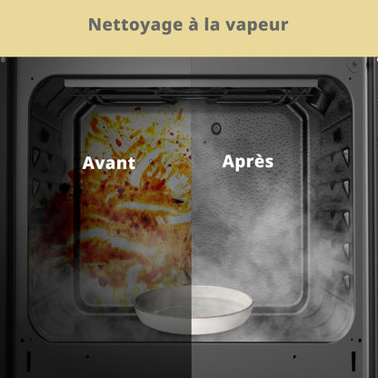 ' CBO60M80M1-BK Four Encastrable De 60 Cm, 60 Litres, Avec 8 Fonctions, Frire À Air, La Cuisson En Plusieurs Phases, La Porte Amovible, Facile À Nettoyer, Netoyage À La Vapeur, Noir