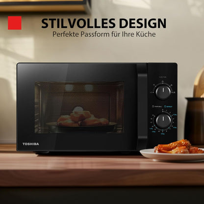 Micro-Ondes Solo 20L MW2-MM20PF(BK), Micro-Ondes Sur Pied, 800W, 5 Niveaux De Puissance, Avec Décongélation Facile, Éclairage LED À L'Intérieur, Noir