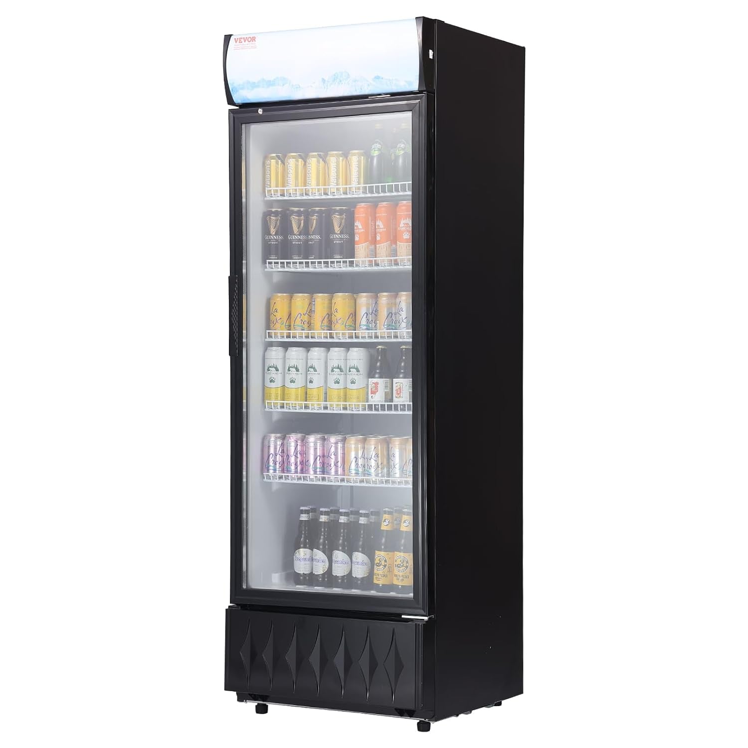 Réfrigerateur À Boissons Commercial 345 L Frigo Vitrine Température 0-10 ℃Armoire À Boisson Réfrigérée Avec 5 Étagères Réglables Et Caisson Lumineux Personnalisable Pour Magasin Supermarché Bar