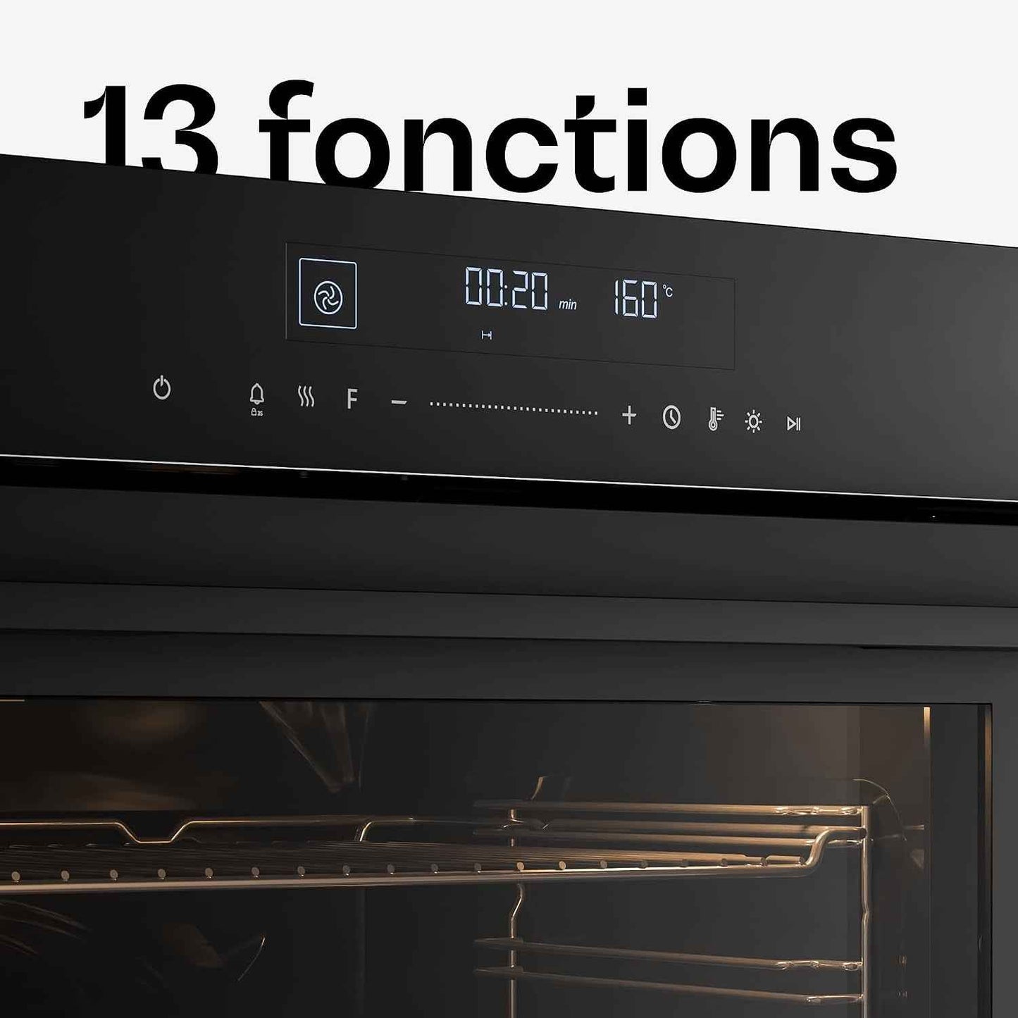 Klarstein Velaire Four Encastrable 60 Cm - 74L, 13 Modes, Classe A+, Commandes Tactiles, Nettoyage Facile, Four Électrique Encastrable, Minuterie, Noir
