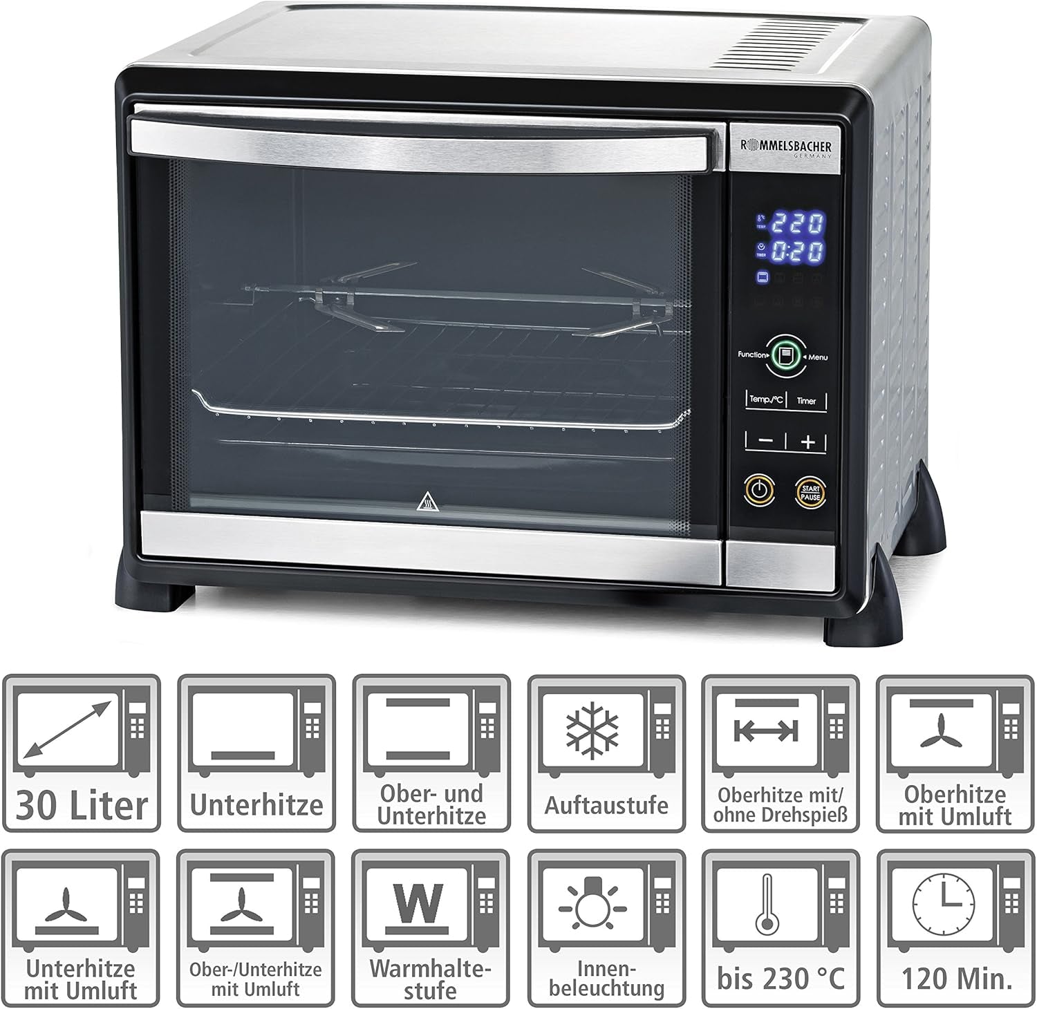 Rommelsbacher Mini Four BG 950 Speedy 30 L Acier Inoxydable