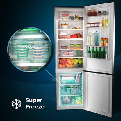 Frigorífico Combi 2 Puertas Bolero Coolmarket Combi 322 Inox D. 322 L, Altura 185 Y 60 Cm De Ancho, Bajo Consumo, Motor Inverter, Sistema Multi Air Flow, Total No Frost