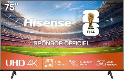 Hisense Smart TV 75 Pouces 75A6Q 4K UHD, Dolby Vision, HDR, VIDAA Avec Youtube, Netflix, Disney+, Canal + (Modèle 2025)