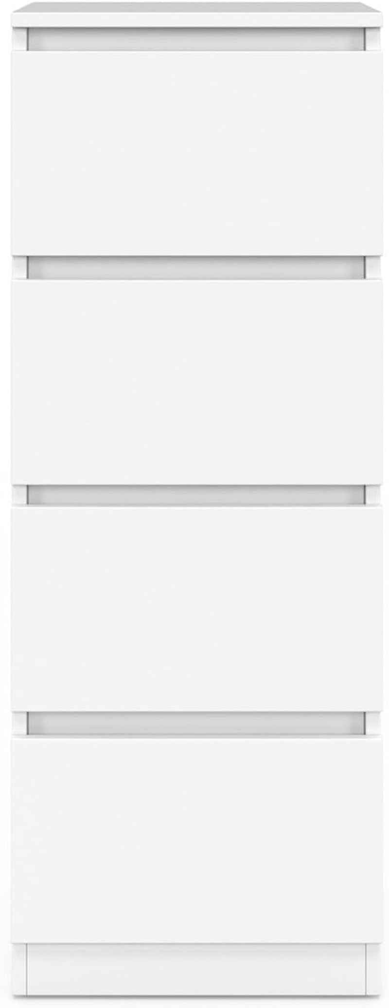 - Meuble D'Appoint 4 Tiroirs TOMI Bois Blanc | Longeur 30 X Largeur 30 X Hauteur 80 Cm, Chiffonnier Pour Entrée Salle De Bain