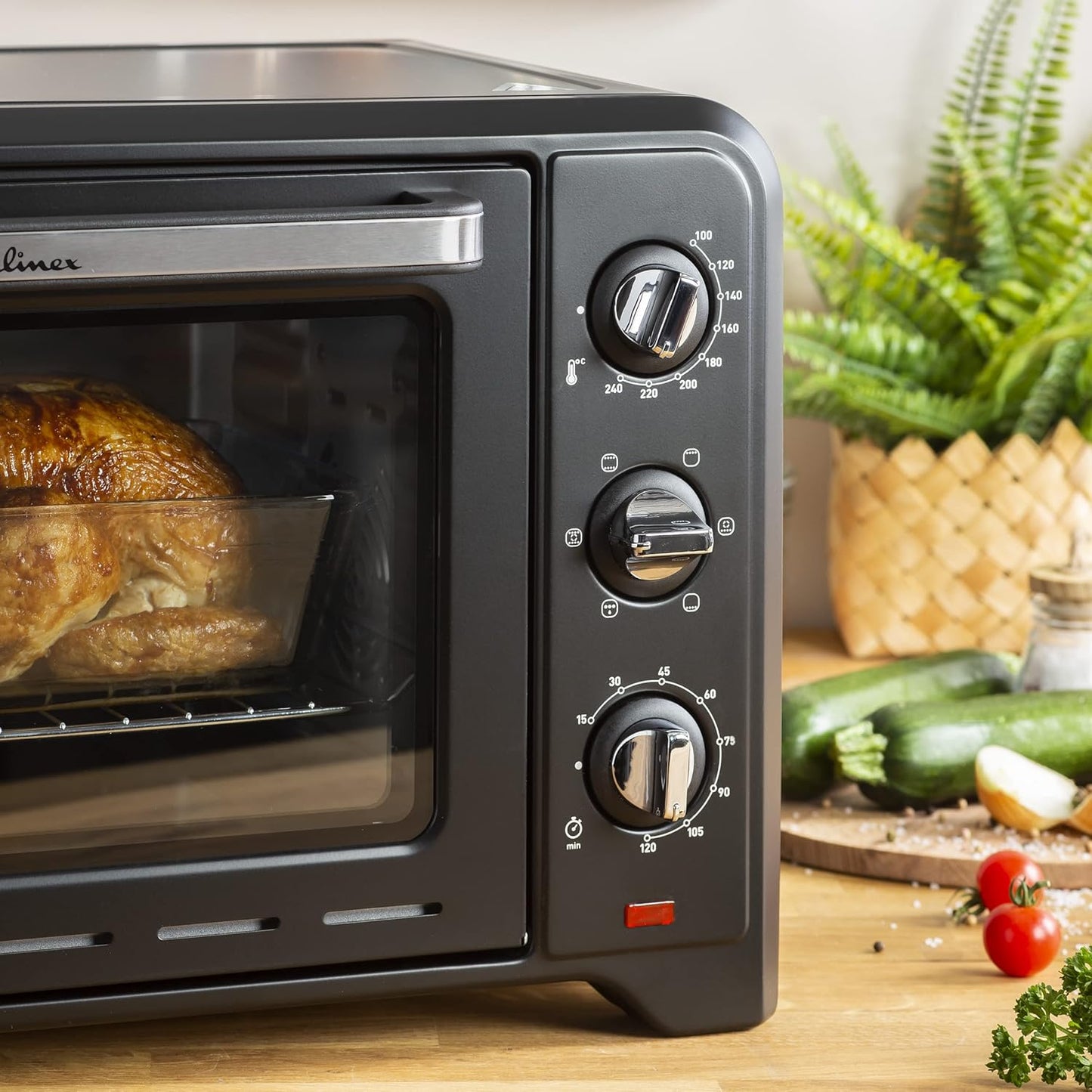 Optimo 33L Four Electrique Chaleur Tournante Noir 6 Modes De Cuisson Pain Pizza Tartes Gateaux Patisseries Grille Et Leche Frites Inclus OX464810