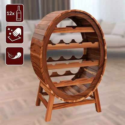 Étagère À Vin 12 Bouteilles 90X50X30Cm Range Bouteille 4 Niveaux Casier À Vin En Bois Tonneau Déco