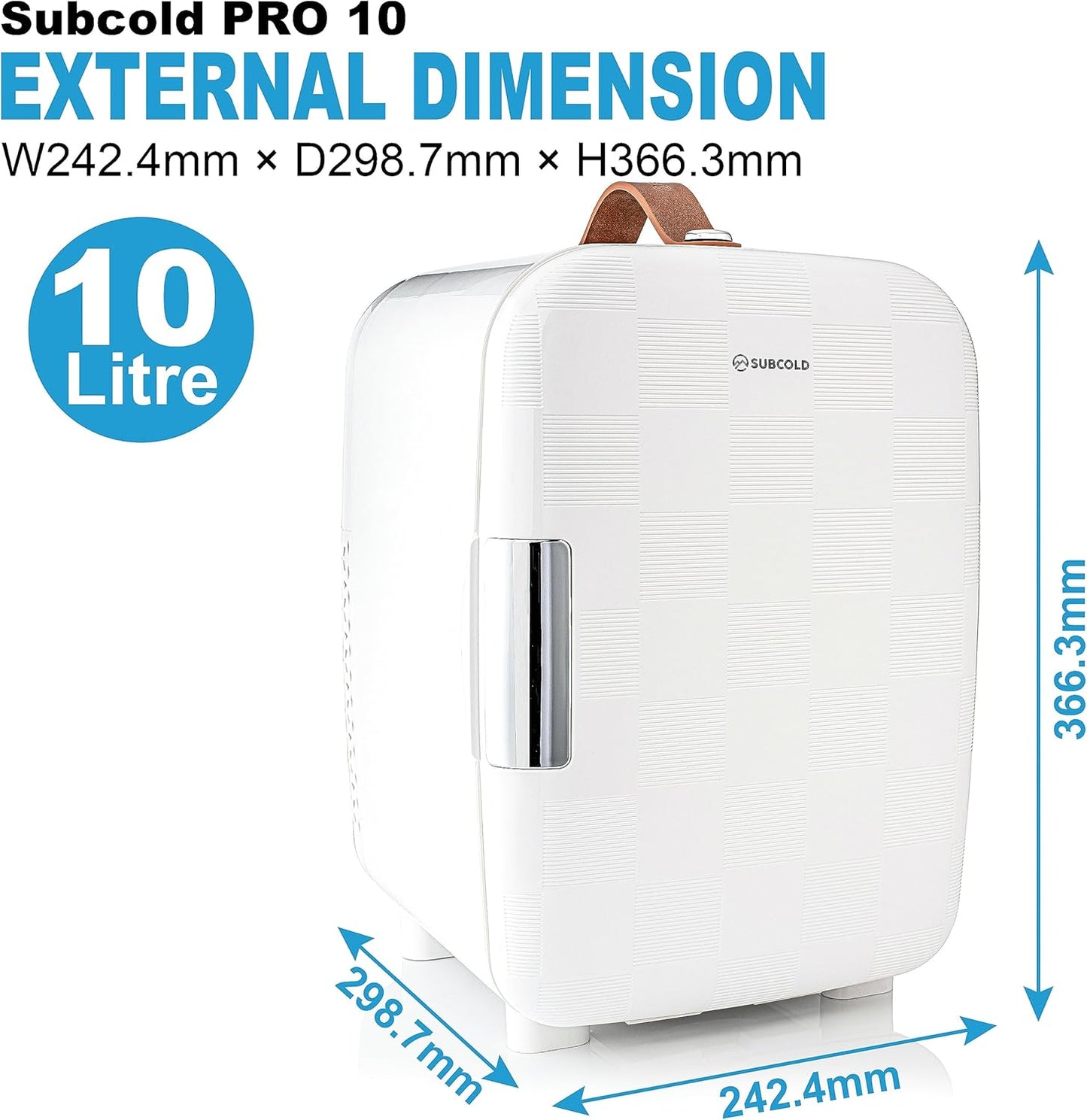 Subcold Pro10 Mini Refroidisseur De Luxe | Petit Réfrigérateur Portable Compact 10 L 12 V Et 110 V | Système De Refroidissement Silencieux Et Efficace | Idéal Pour Chambre, Bureau, Beauté Et Voiture