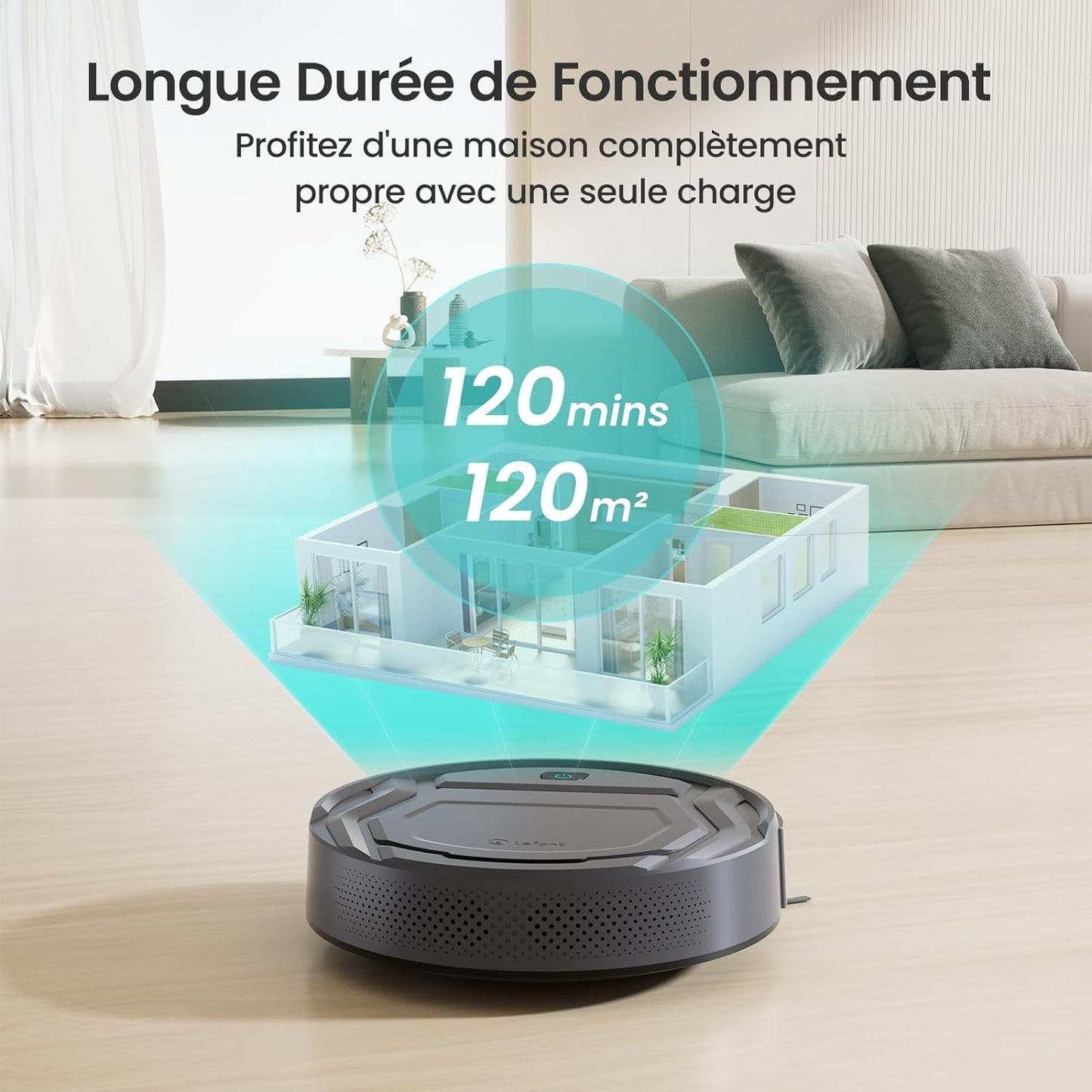 Aspirateur Robot, Mince Silencieux Connecté Wifi/Bluetooth/Alexa/App, 6 Modes De Nettoyage, Auto-Charge, 120Min D'Autonomie, Idéal Pour Poils D'Animaux Sols Tapis, M210P Girs