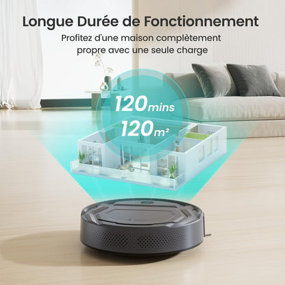 Aspirateur Robot, Mince Silencieux Connecté Wifi/Bluetooth/Alexa/App, 6 Modes De Nettoyage, Auto-Charge, 120Min D'Autonomie, Idéal Pour Poils D'Animaux Sols Tapis, M210P Girs