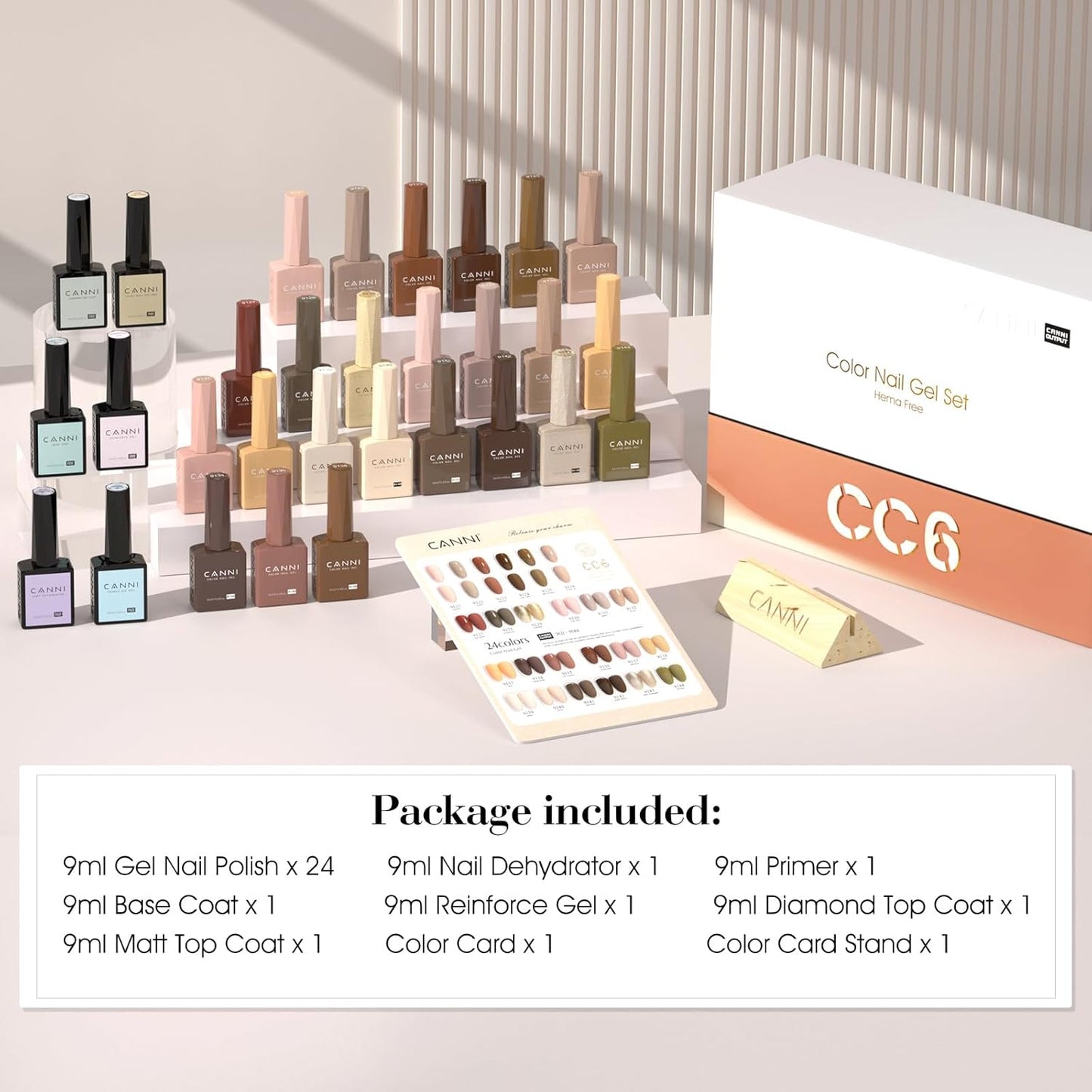 Lot Vernis Semi Permanent 24 Couleurs Gel Nail Polish CC6 | Avec Base Et Top Coat Vernis À Ongles/Matt/Primer Ongle Gel Uv Et Déshydrateur Pour/Renforcer La Carte Gel/Couleur