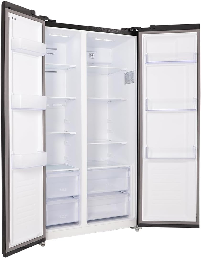 Respekta Réfrigérateur-Congélateur Côte À Côte En Acier Noir AC178BS-18 / H:178 Cm L:91 Cm/Compartiment Réfrigérateur De 331 L/Congélateur De 174 L/Technologie No Frost Intégrée.