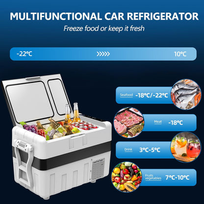 Glacière Électrique, Mini Congélateur, Glacière À Compression, Mini Frigo Portable, Glacière Pour Auto, 40 L, Avec Roulettes Et Port USB, 12/24 V Et 100-240 V, Kue014Wsz