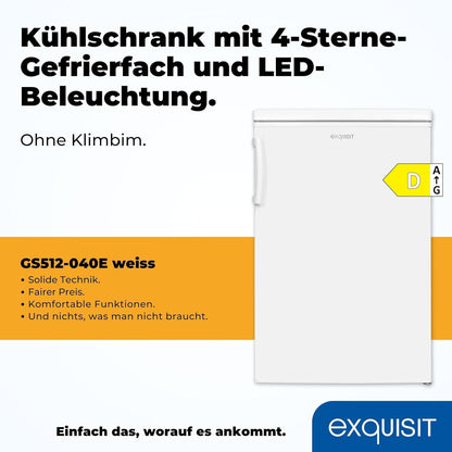 Exquisit Réfrigérateur Table Top KS16-4-HE-040D Blanc | Classe D Très Efficace | Sous Comptoir Avec Congélateur | 109 Litres De Capcité Nette