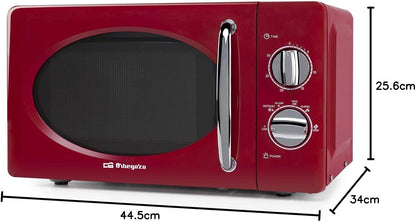 MI2020 Four À Micro-Ondes, 20 L De Capacité, 6 Niveaux De Fonctionnement, Minuterie Jusqu’À 30 Min, Modèle Vintage, 700 W, Acier, Rouge