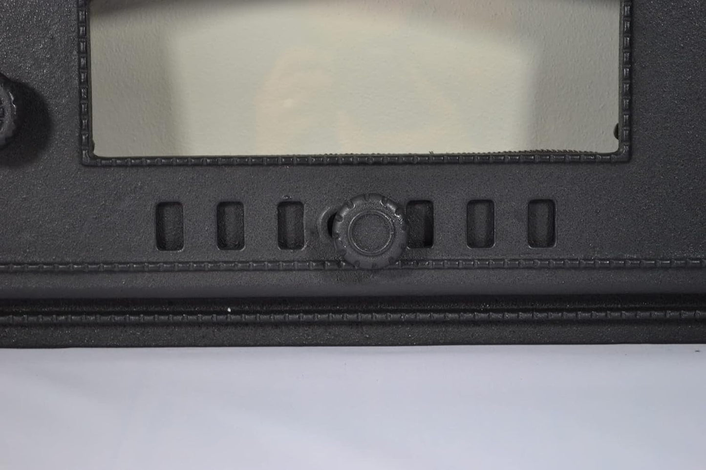 Porte De Four En Fonte Avec Thermomètre 500°C, Verre Résistant À La Chaleur, Ouverture Vers La Droite, Porte À Pizza, Four À Pain, Porte En Pierre, 48,5 X 6,5 X 27,5 Cm, Demi-Rond Peinture Noire