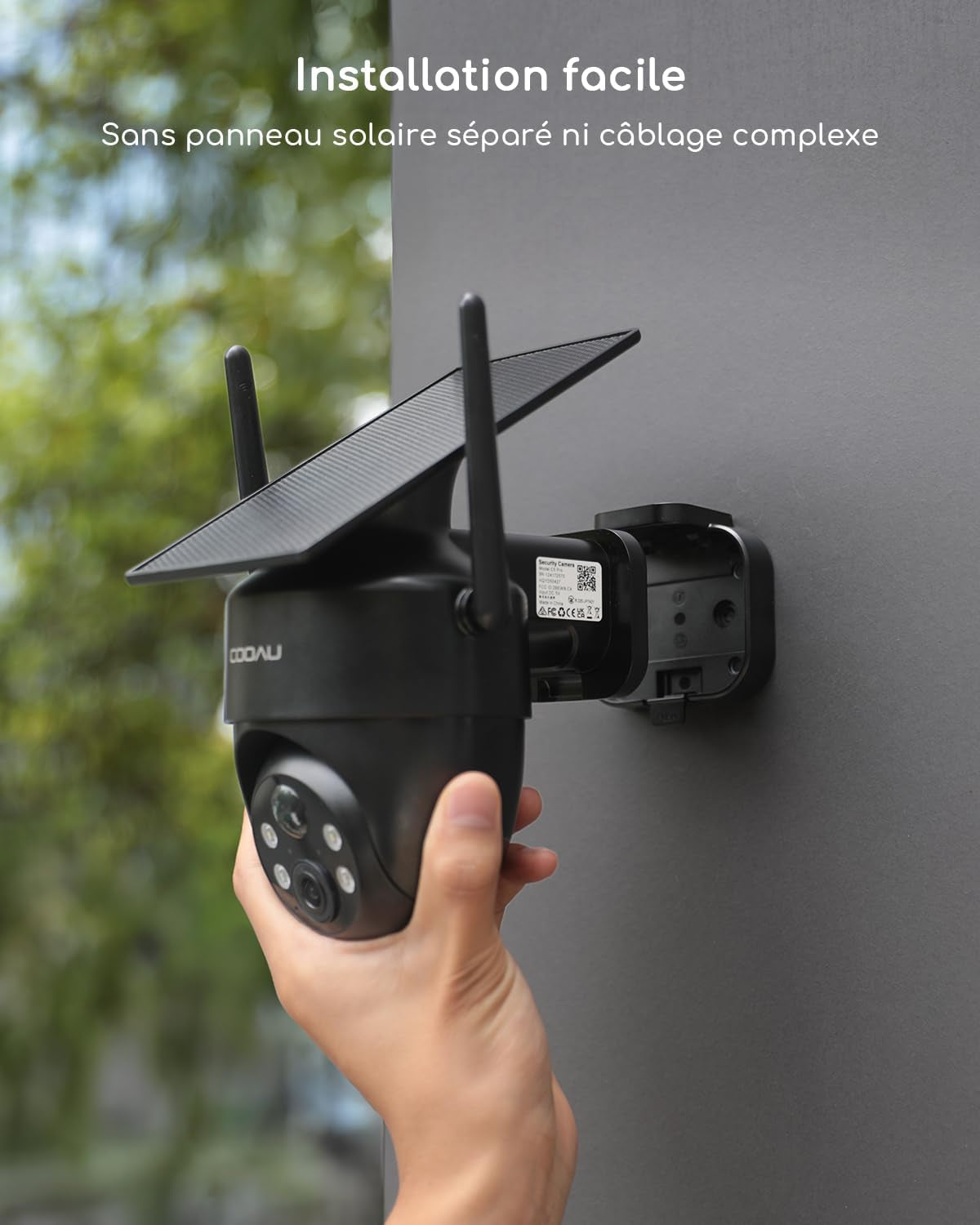 2K Camera Surveillance Wifi Exterieure Sans Fil, Caméra Solaire 3MP | 360° PTZ, Wi-Fi 6, Recharge Basse Luminosité, Détection PIR Intelligente, Appairage Bluetooth, 2.4 Ghz, IP66, 2 Paquets