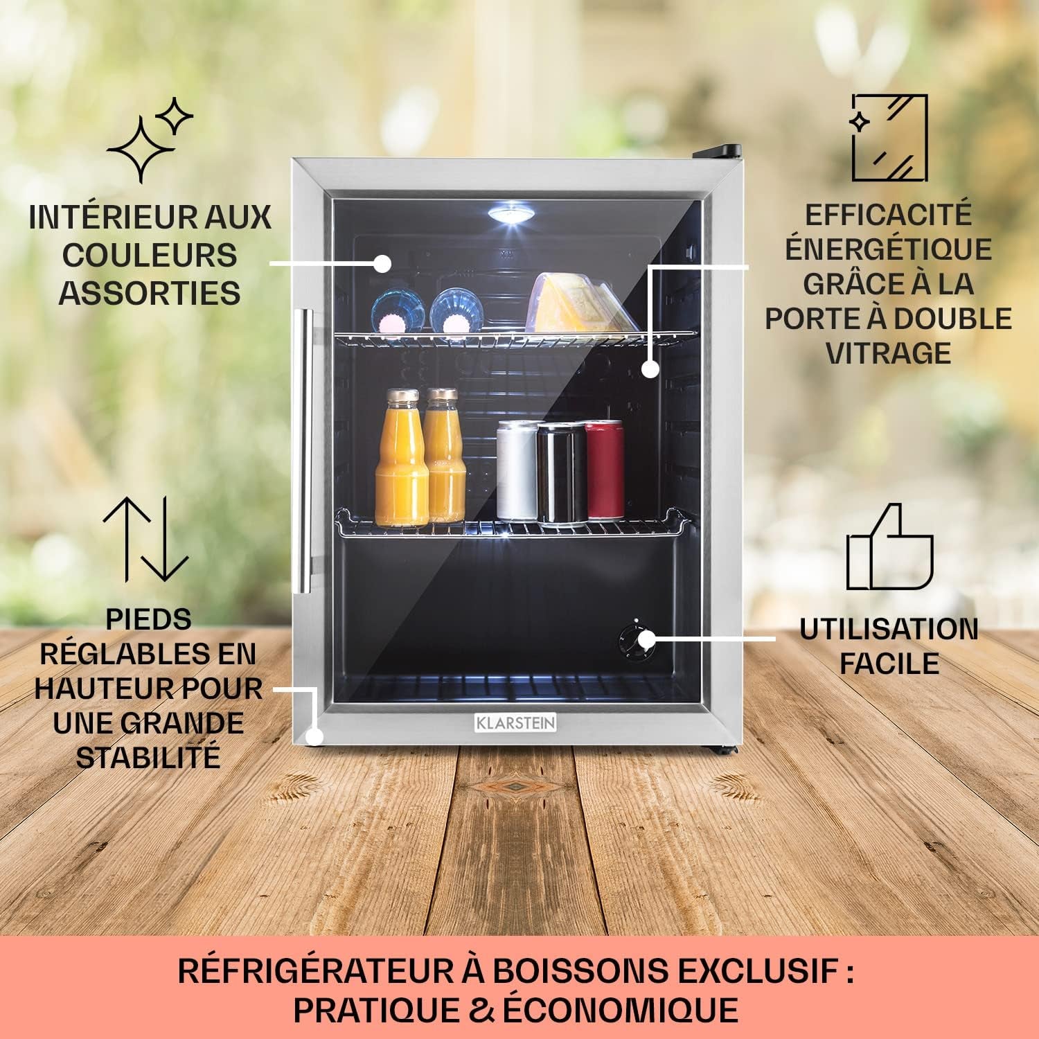 Mini Frigo De Chambre Et Bureau Pour Boisson, Petit Frigo Silencieux, Refrigerateur Mini Bar 60L, Petit Réfrigérateur Camping, Étagères Réglables Pour Le Vin, Cannette, Beer Fridge